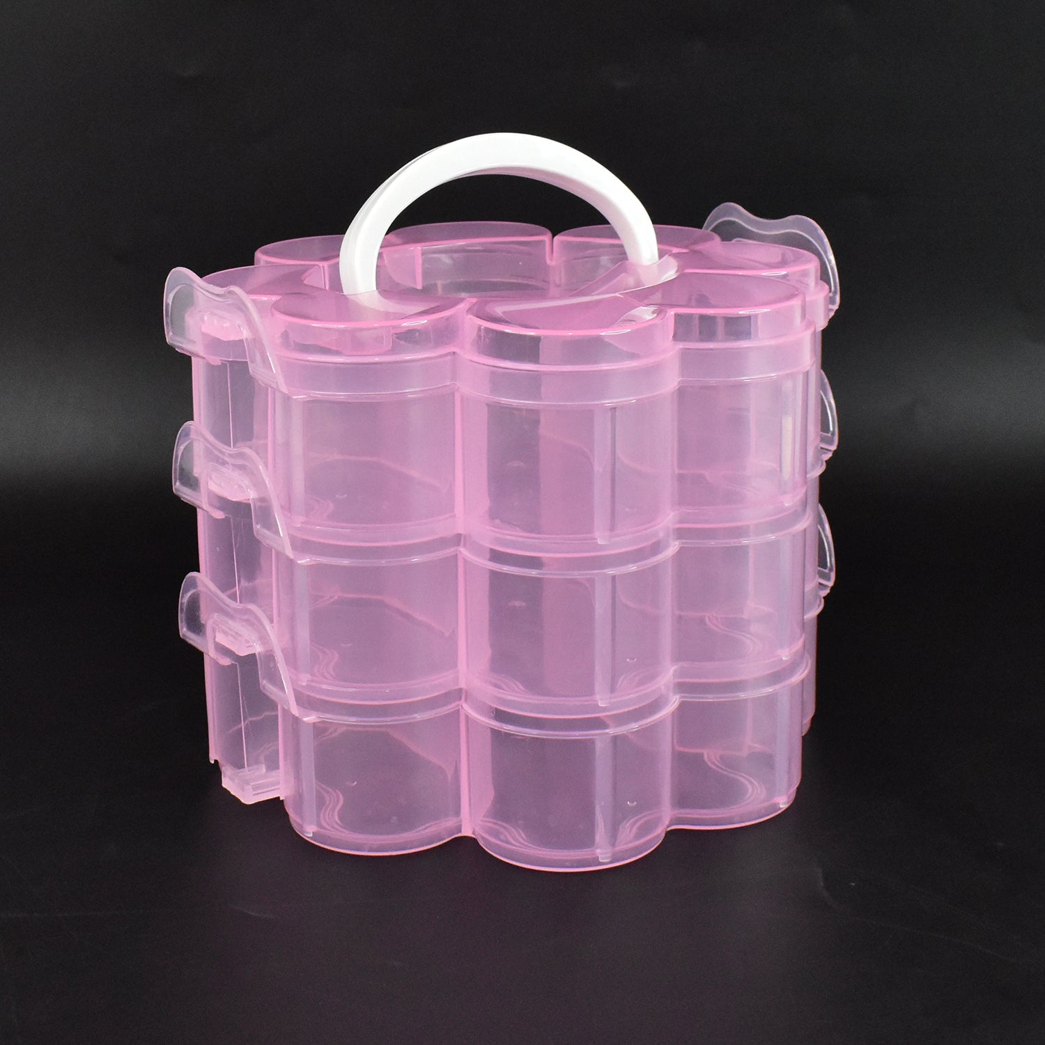 3-Layer Transparent Plastic Flower-Shaped Storage Box with 9 Grids 3-Layer Transparent Plastic Flower-Shaped Storage Box with 9 Grids
